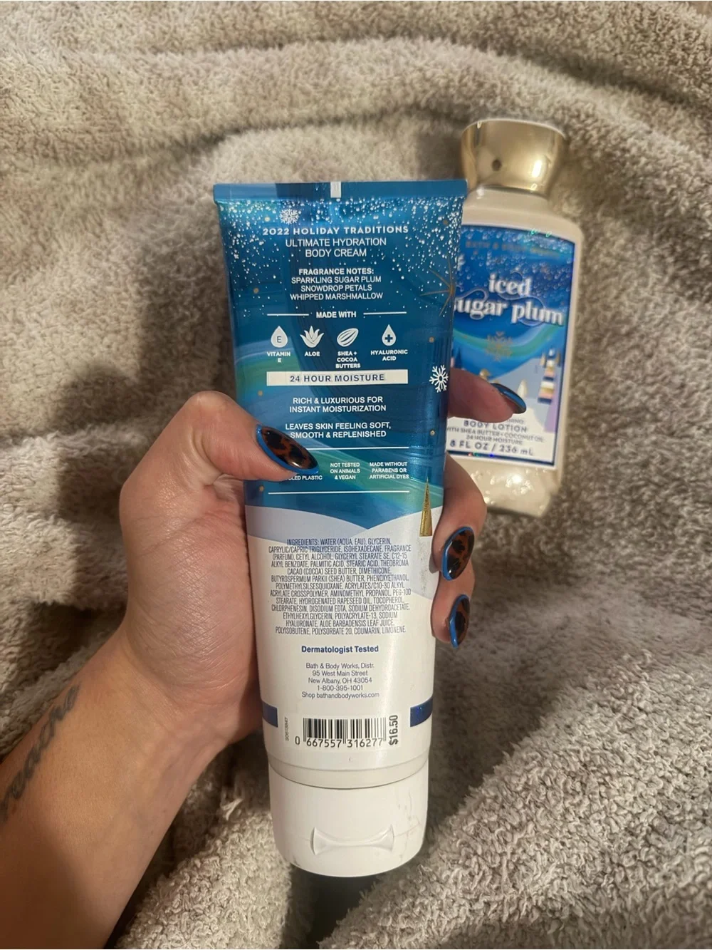 Bath & Body Works Limited Edition Iced Sugar Plum Body Cream & Lotion - Blue
